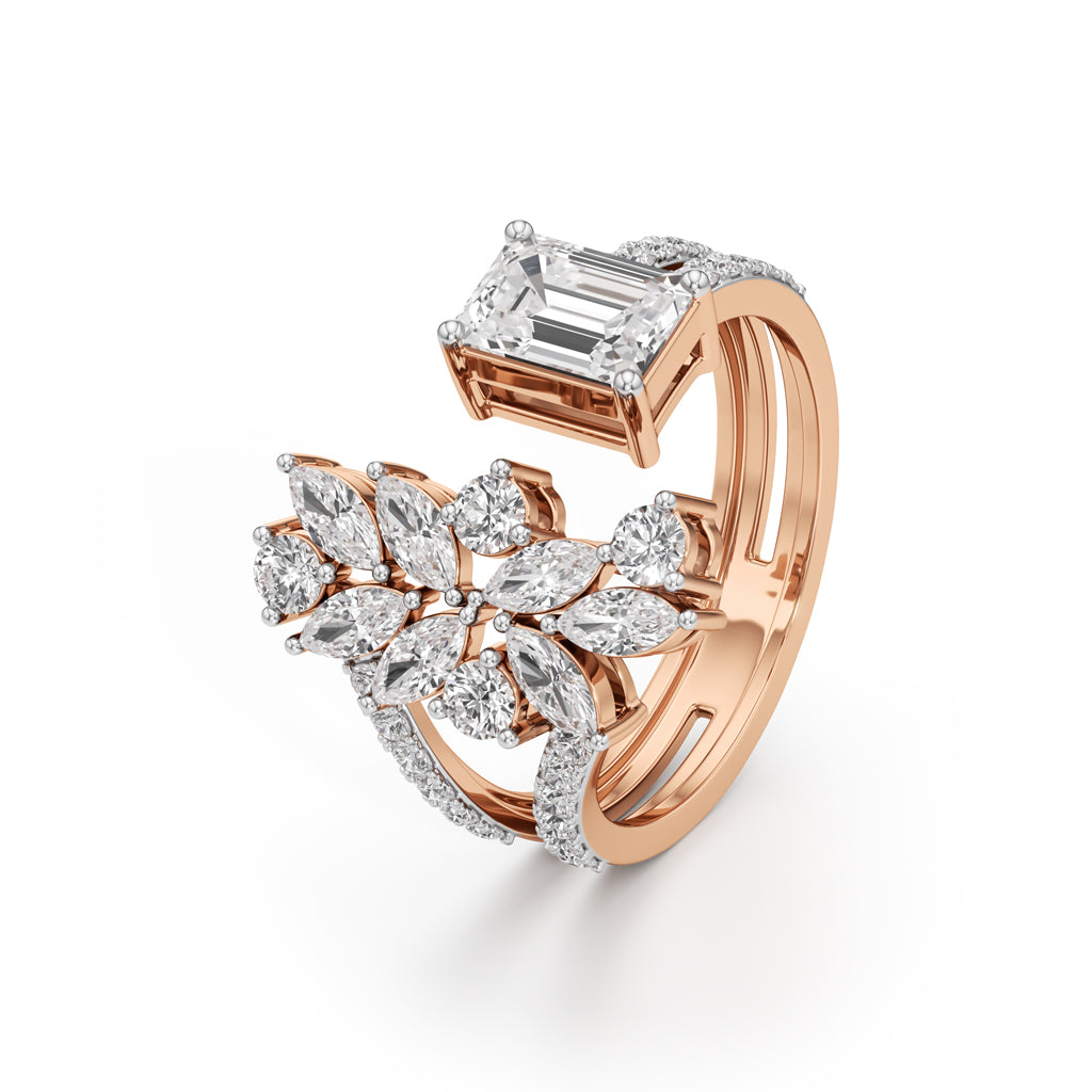 Regal Bloom Emerald Diamond Statement Ring