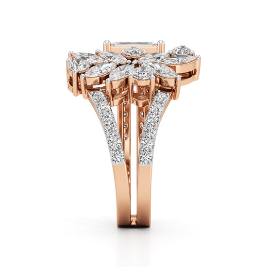 Regal Bloom Emerald Diamond Statement Ring