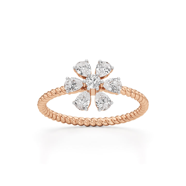 Twisted Bloom Petite Diamond Ring