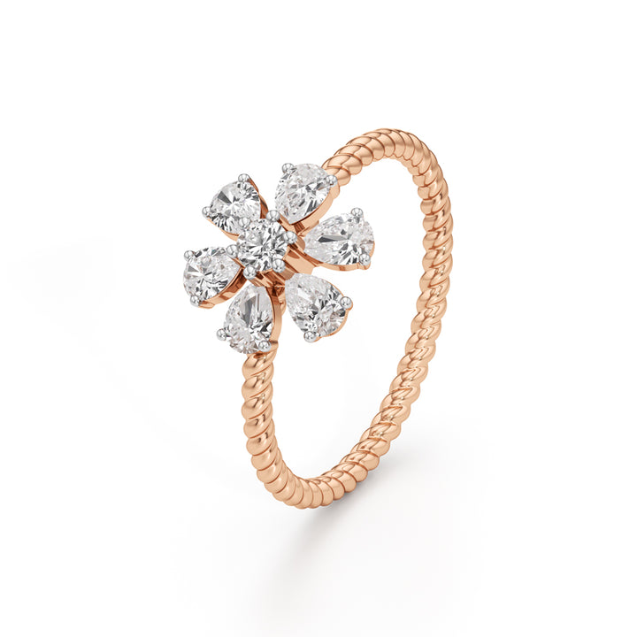 Twisted Bloom Petite Diamond Ring