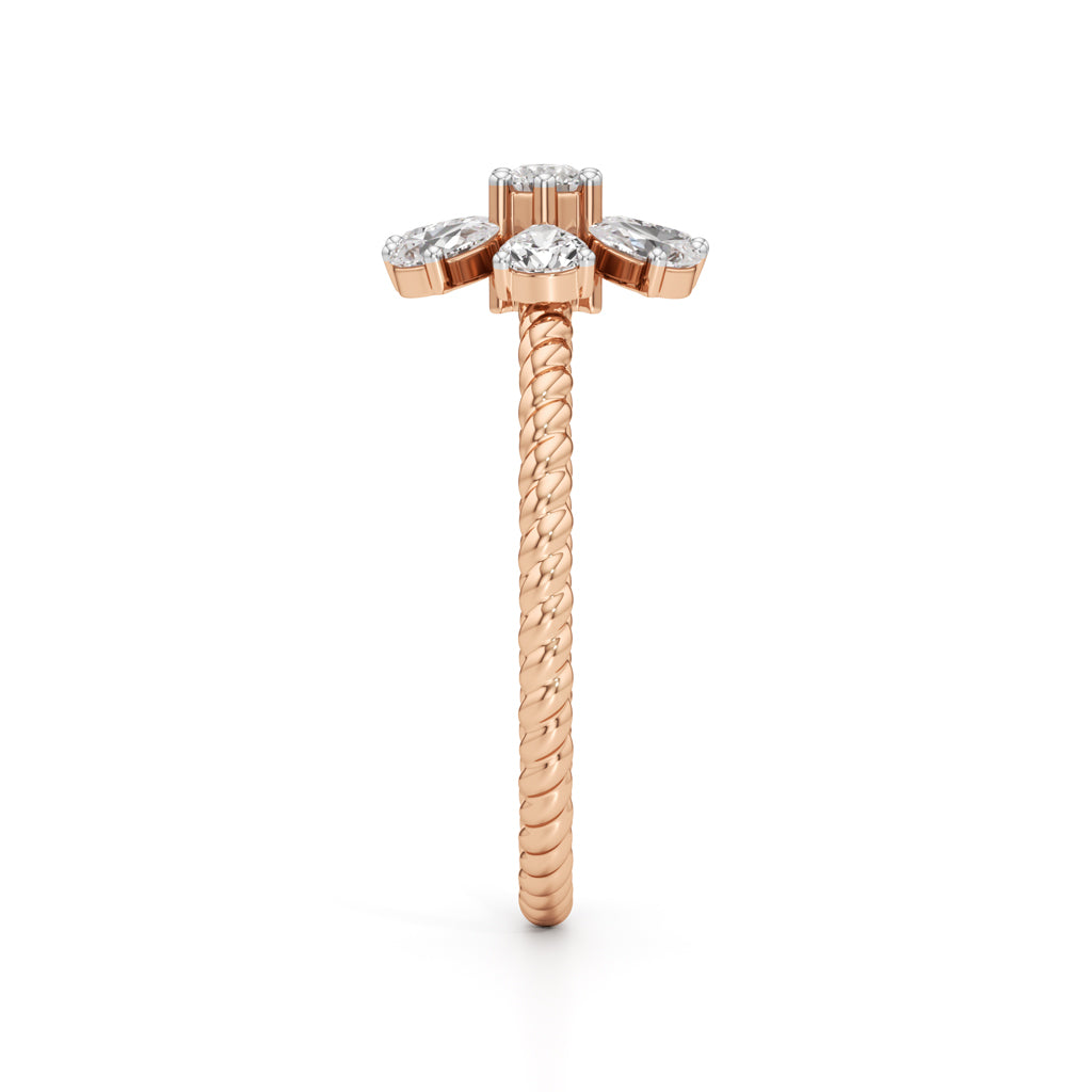 Twisted Bloom Petite Diamond Ring