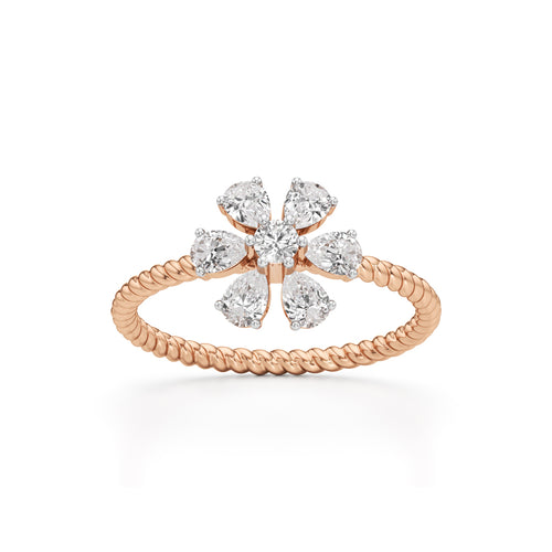 Twisted Bloom Petite Diamond Ring