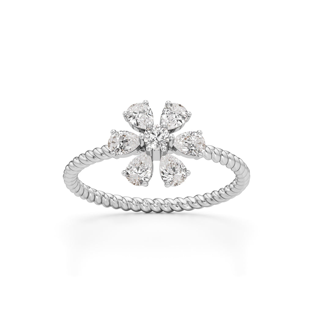 Twisted Bloom Petite Diamond Ring