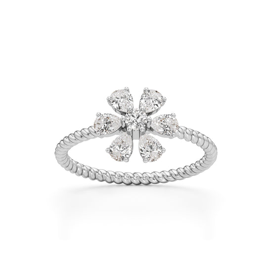 Twisted Bloom Petite Diamond Ring