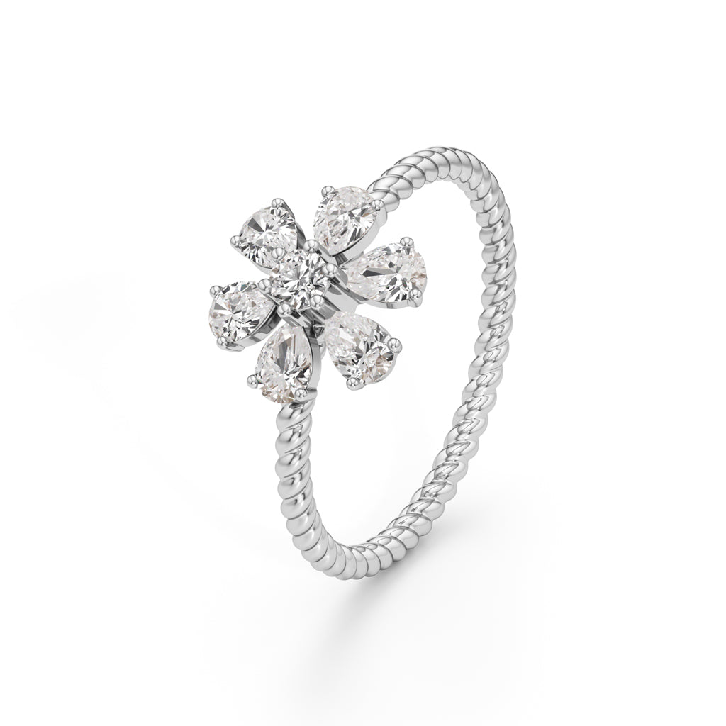 Twisted Bloom Petite Diamond Ring