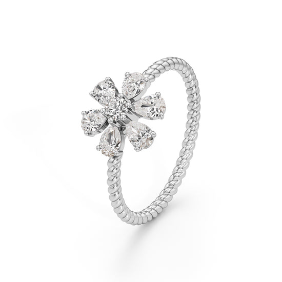 Twisted Bloom Petite Diamond Ring
