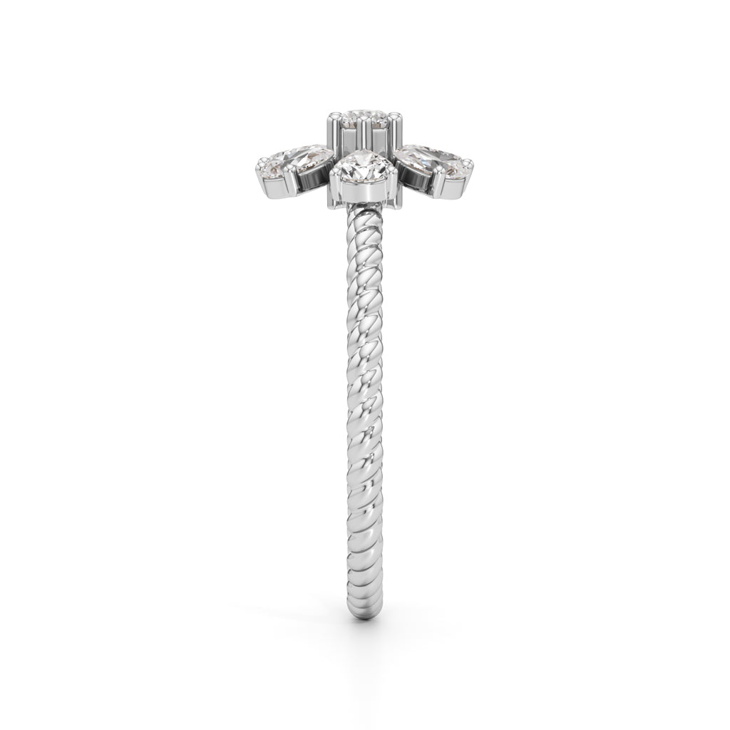 Twisted Bloom Petite Diamond Ring