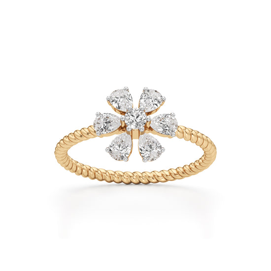 Twisted Bloom Petite Diamond Ring
