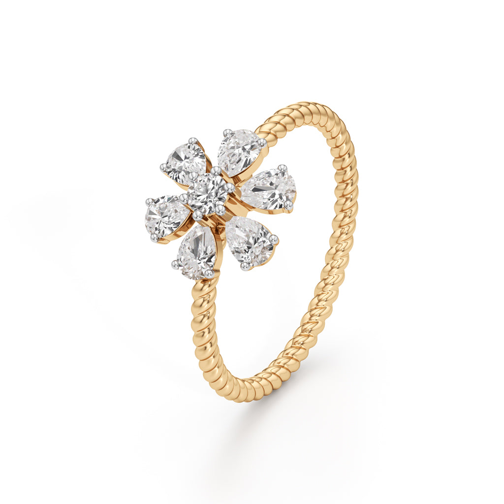Twisted Bloom Petite Diamond Ring