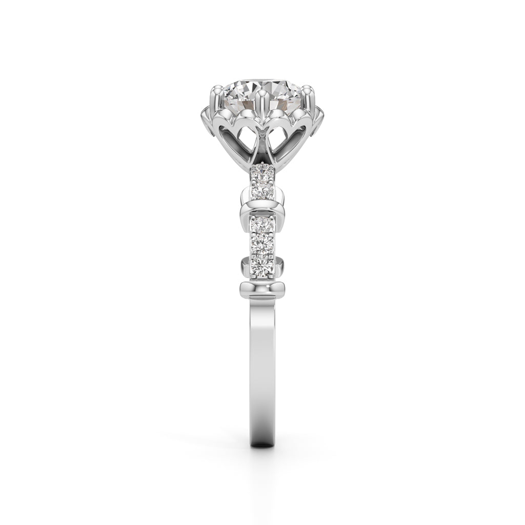 Aurora Crown Solitaire Ring