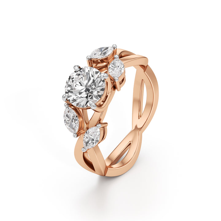 1Ct. Round Celestia Twist Diamond Ring