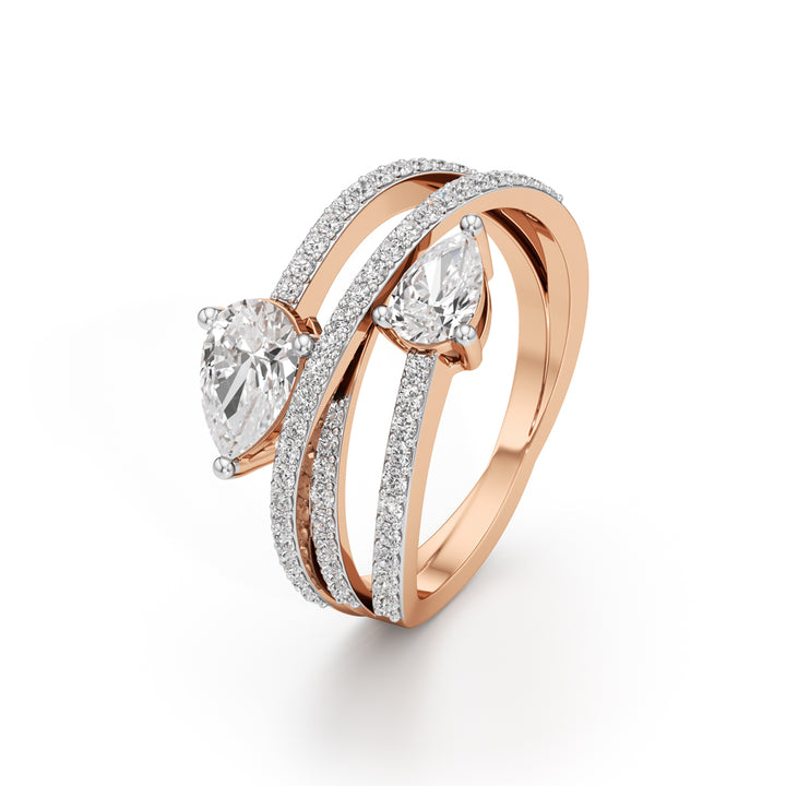 Celeste Dual-Pear Statement Ring