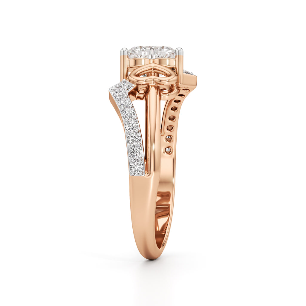Heart Solitaire Pave Bypass Ring