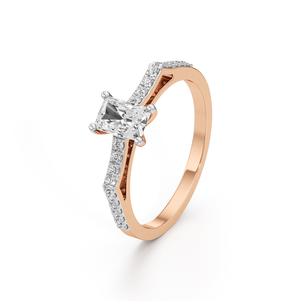 Radiant Cut Solitaire Pave Ring