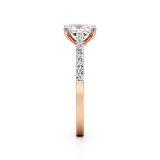 Radiant Cut Solitaire Pave Ring