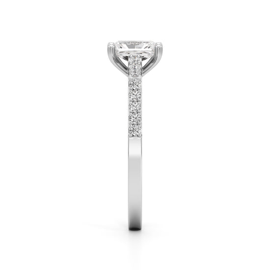 Radiant Cut Solitaire Pave Ring