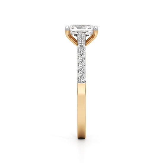 Radiant Cut Solitaire Pave Ring