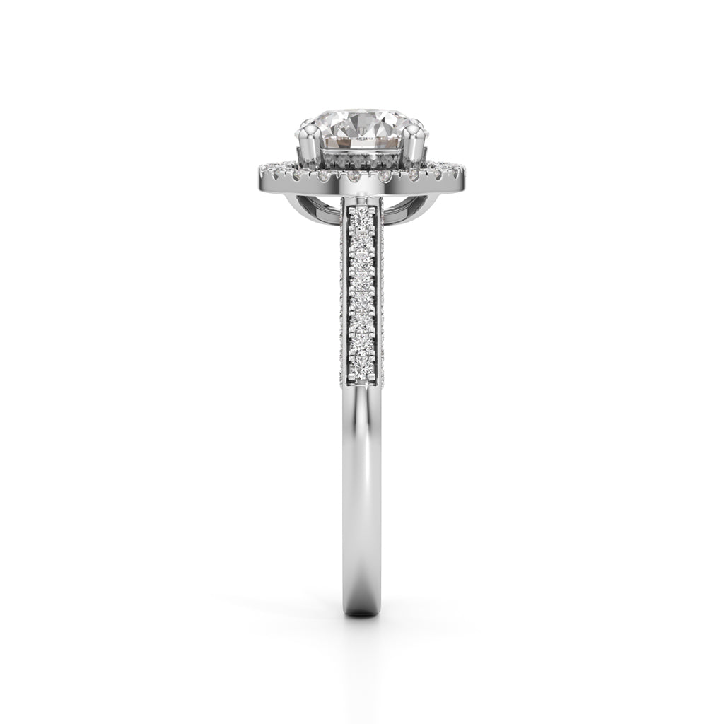 Halo Engagement Ring with Brightband