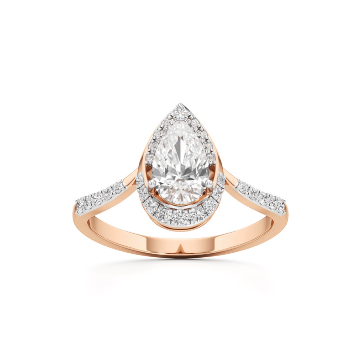 Pear Diamond Halo Ring with Band
