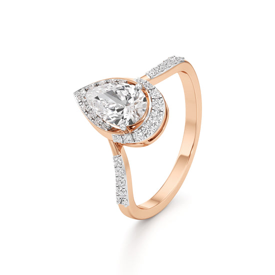 Pear Diamond Halo Ring with Band