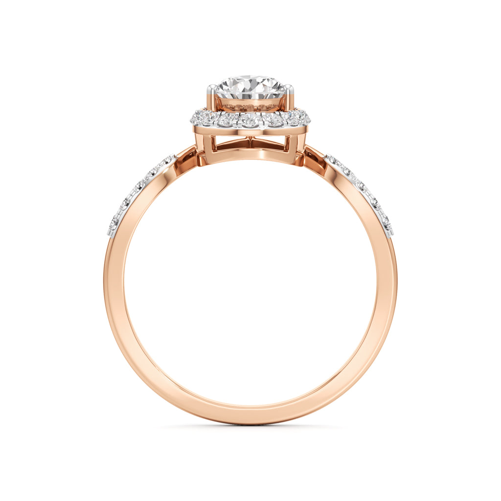 Pear Diamond Halo Ring with Band