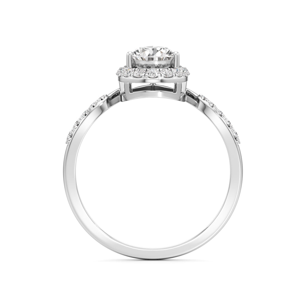 Pear Diamond Halo Ring with Band