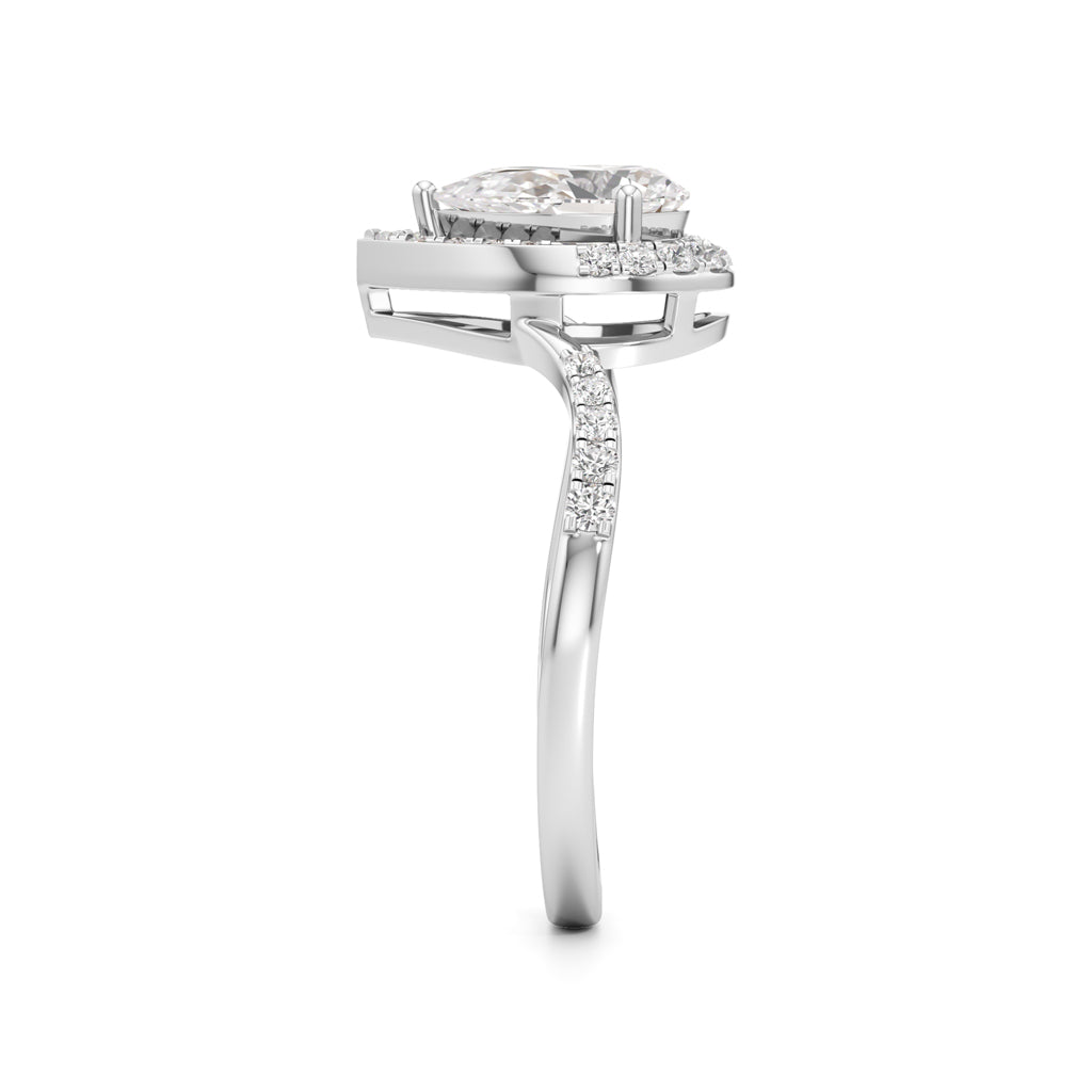 Pear Diamond Halo Ring with Band