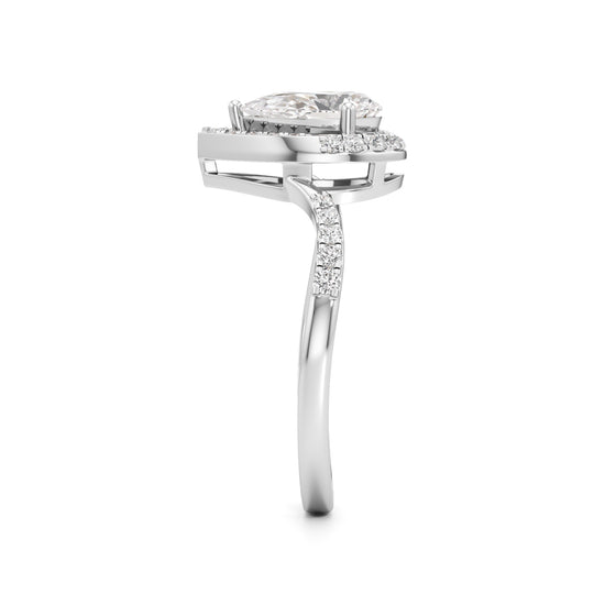 Pear Diamond Halo Ring with Band