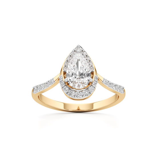 Pear Diamond Halo Ring with Band