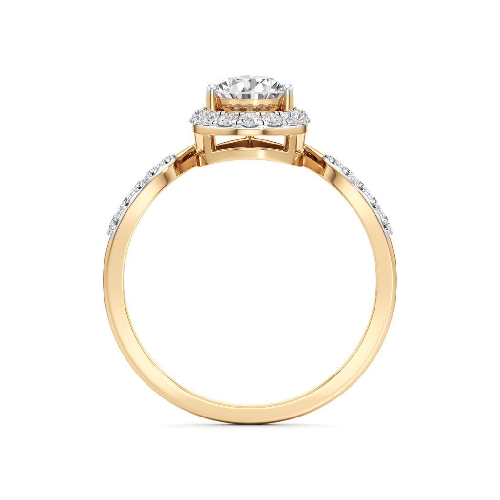 Pear Diamond Halo Ring with Band