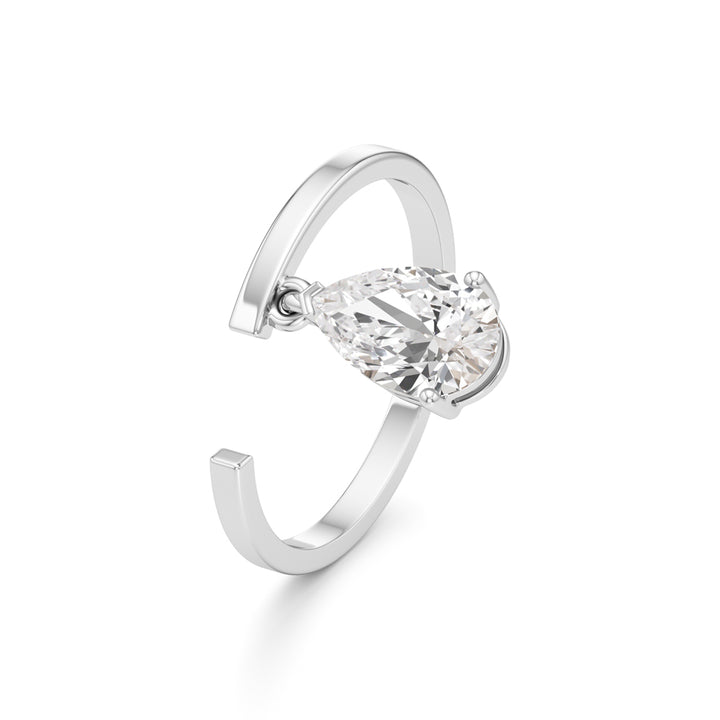 Floating Pear Diamond Wrap Ring