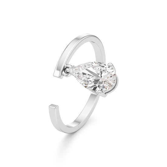 Floating Pear Diamond Wrap Ring