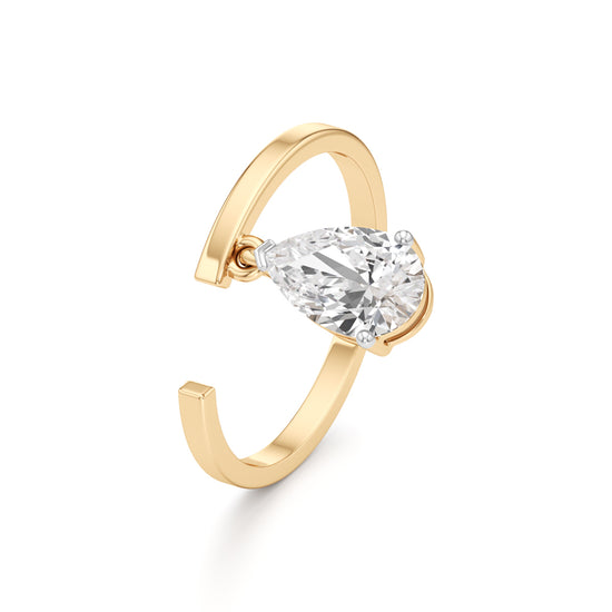 Floating Pear Diamond Wrap Ring
