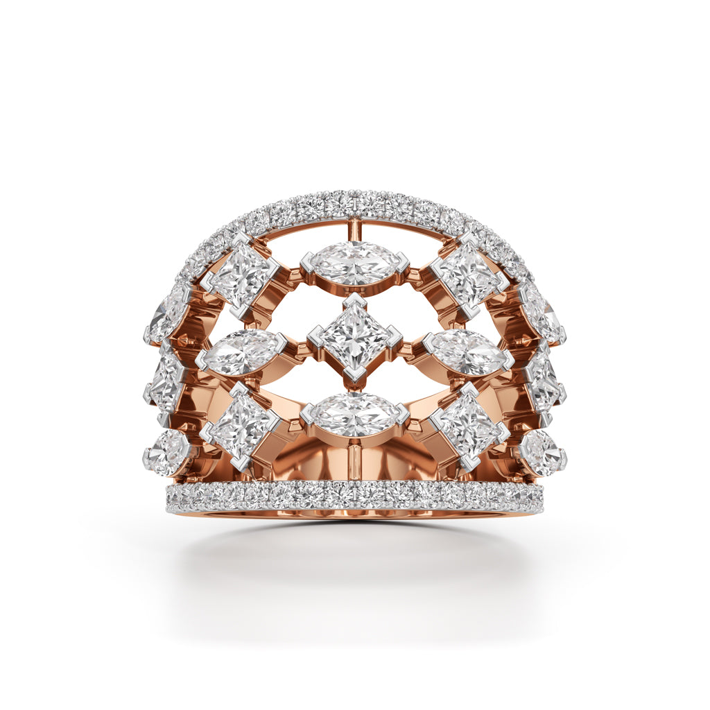 Regal Grid Diamond Statement Ring
