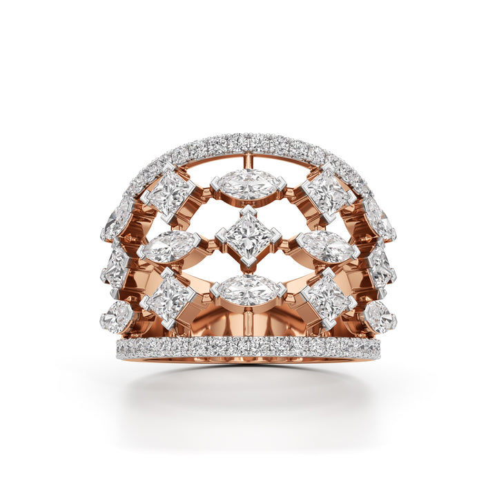 Regal Grid Diamond Statement Ring