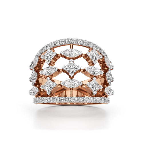 Regal Grid Diamond Statement Ring