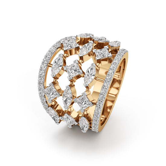 Regal Grid Diamond Statement Ring