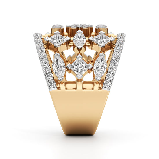 Regal Grid Diamond Statement Ring