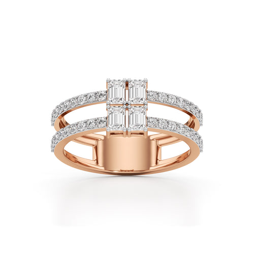 Radiant Quad Diamond Split Shank Ring