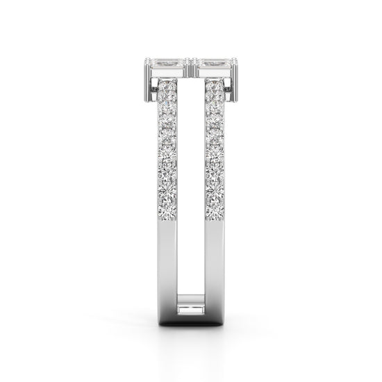 Radiant Quad Diamond Split Shank Ring