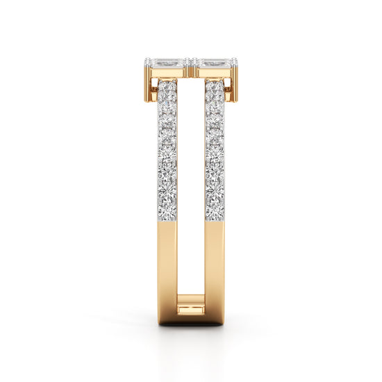 Radiant Quad Diamond Split Shank Ring