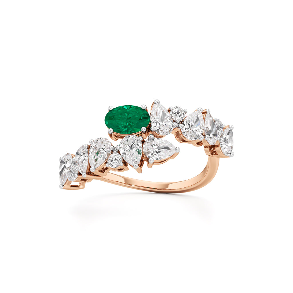 Secret Garden Emerald  Diamond Ring