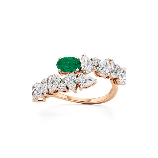 Secret Garden Emerald  Diamond Ring