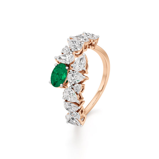 Secret Garden Emerald  Diamond Ring