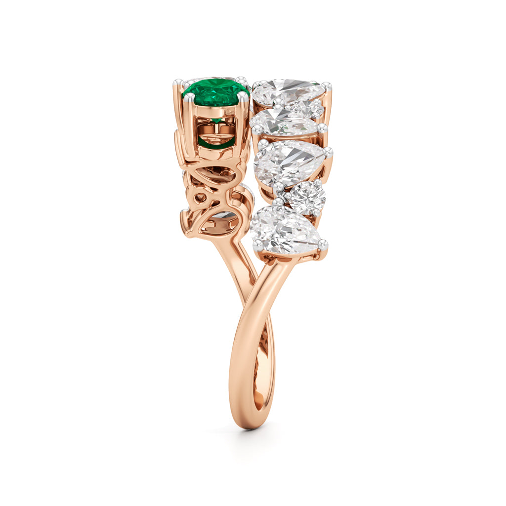 Secret Garden Emerald  Diamond Ring