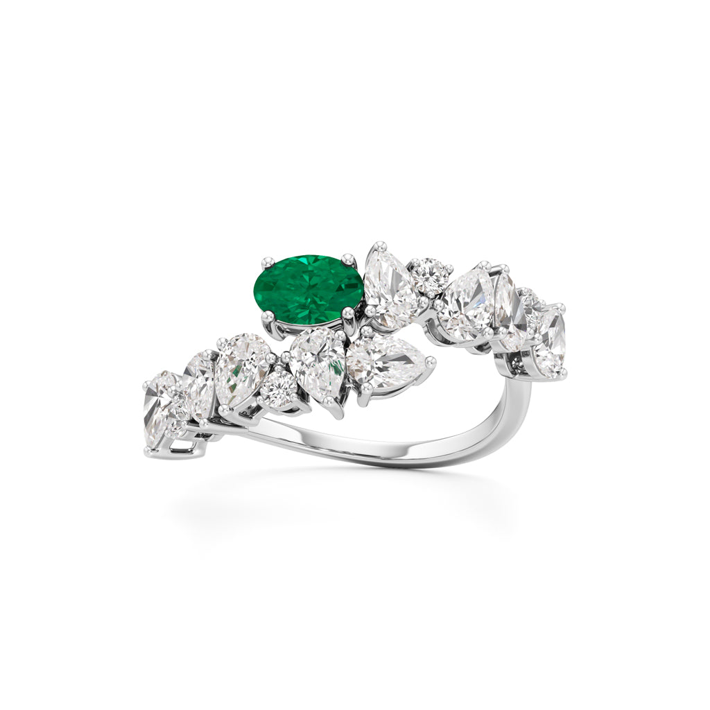 Secret Garden Emerald  Diamond Ring