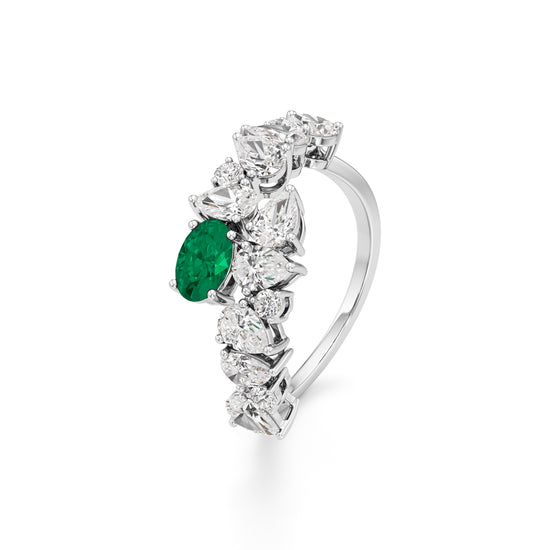 Secret Garden Emerald  Diamond Ring