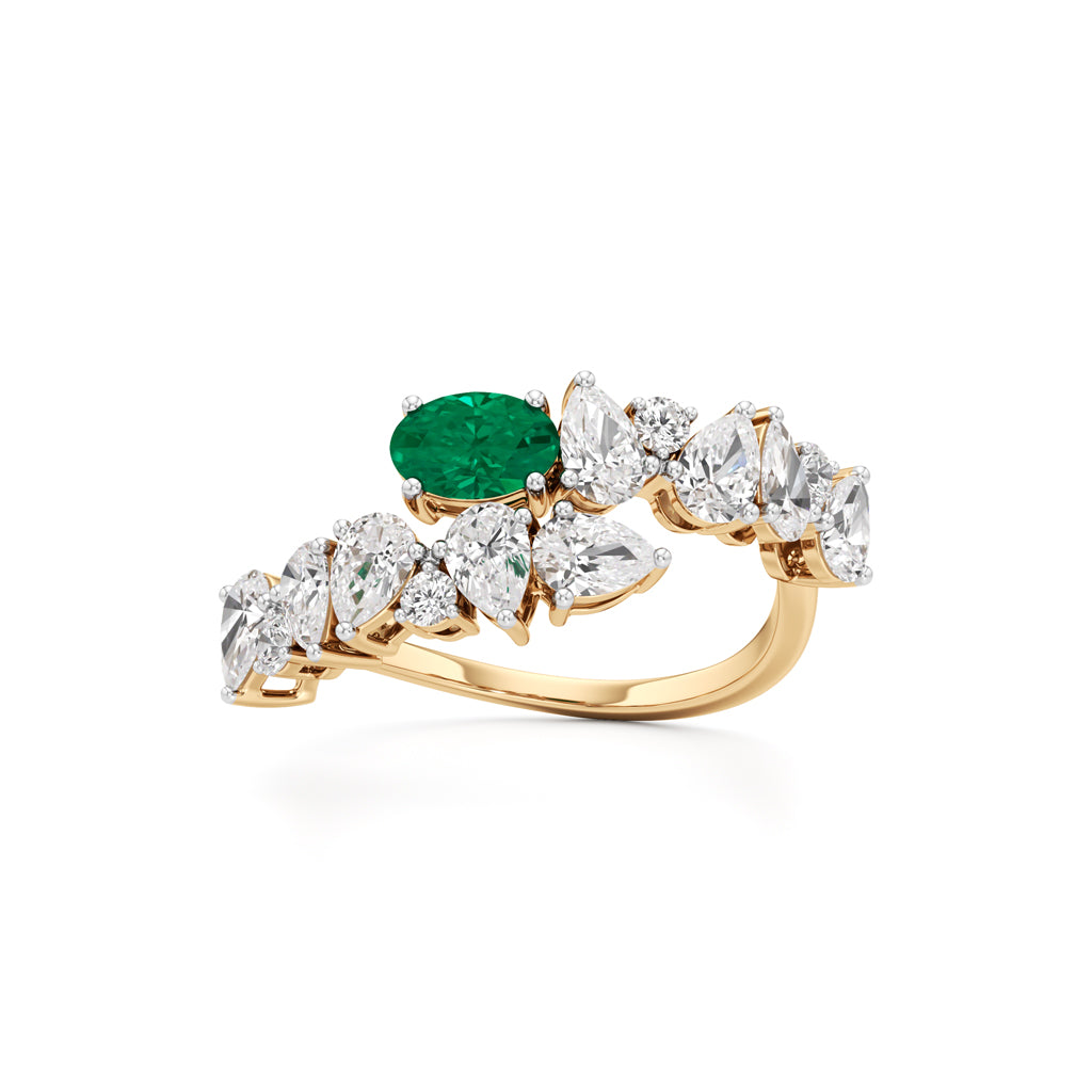 Secret Garden Emerald  Diamond Ring