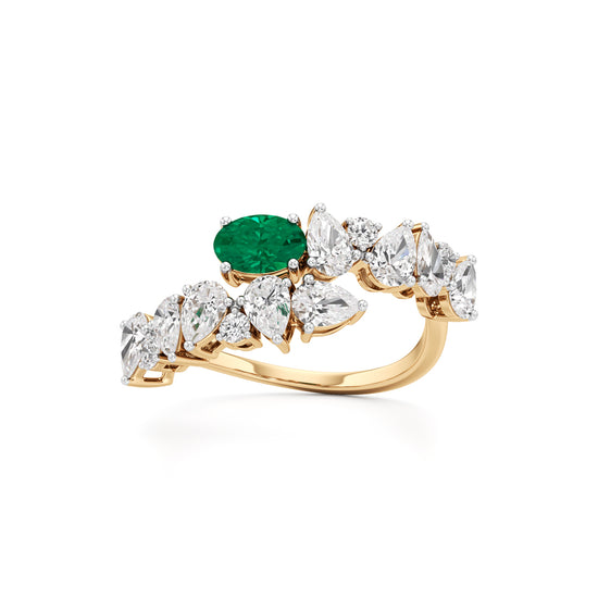 Secret Garden Emerald  Diamond Ring