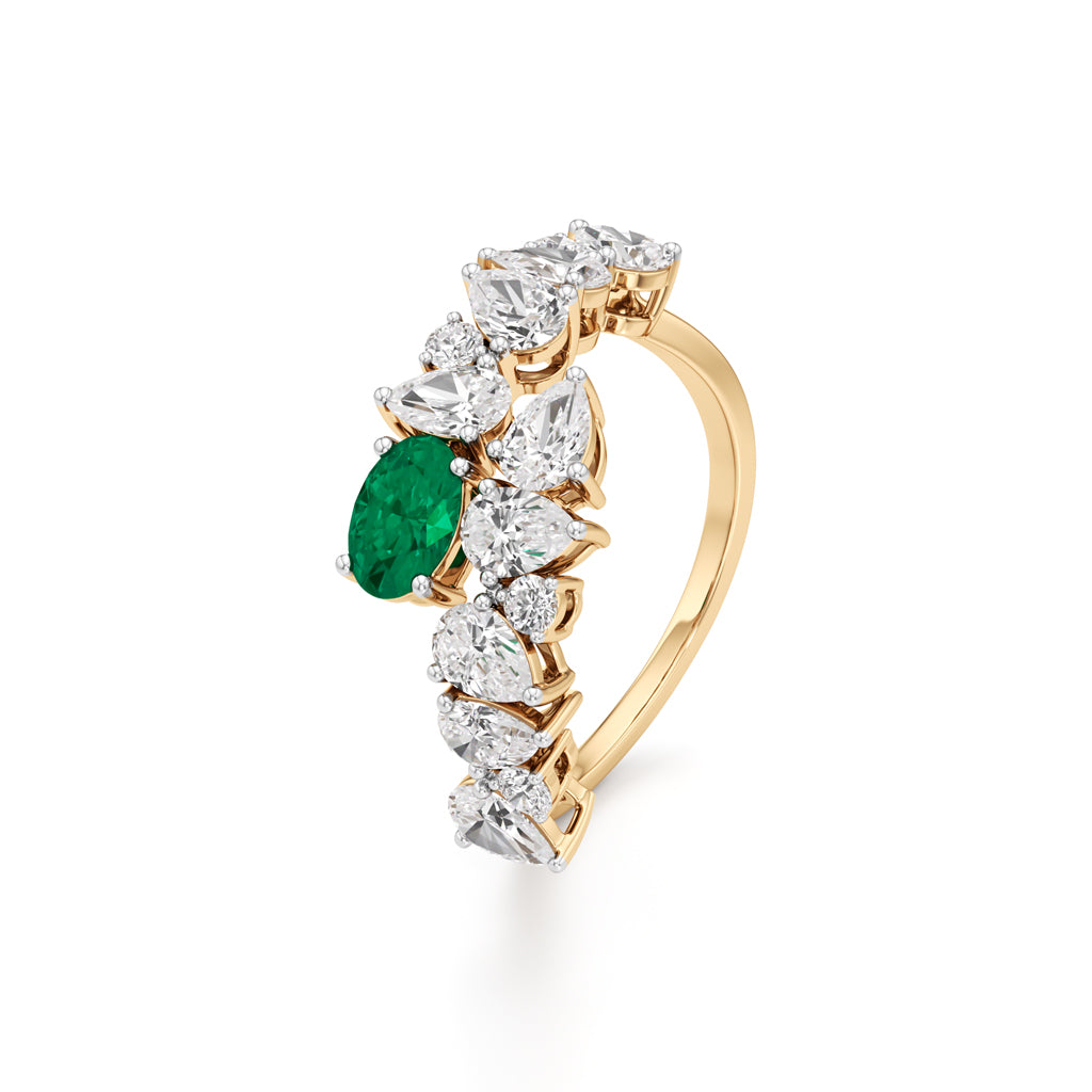 Secret Garden Emerald  Diamond Ring